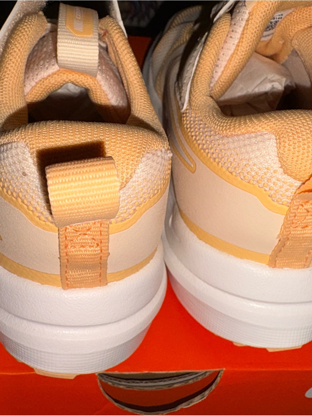 New Nike Kids Peach and White Velcro Athletic Sneakers - Picture 3 of 6